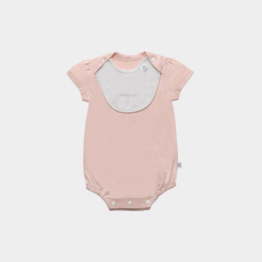 スタイと半袖ボディースーツのセット(ピンク)|出産祝いにおすすめ