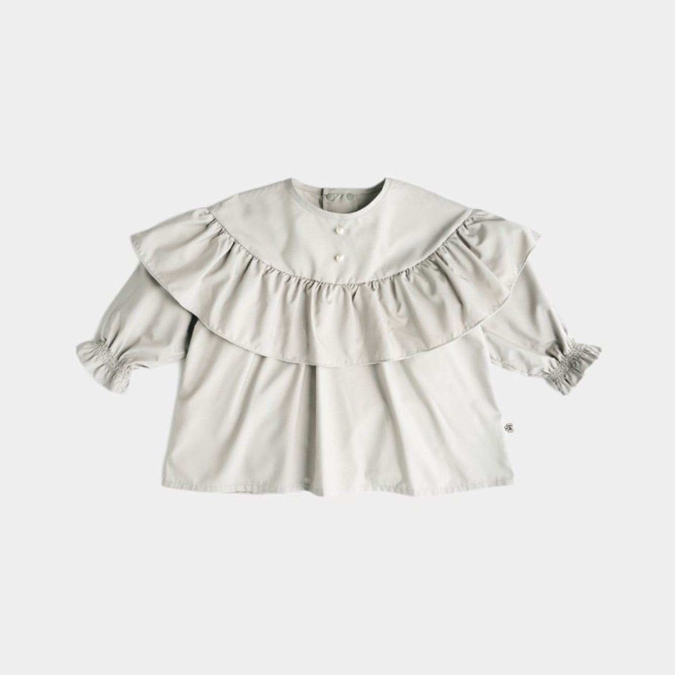 (Hajikuエプロン)スモッグブラウス+収納巾着袋付き Lグレー|出産祝いにも