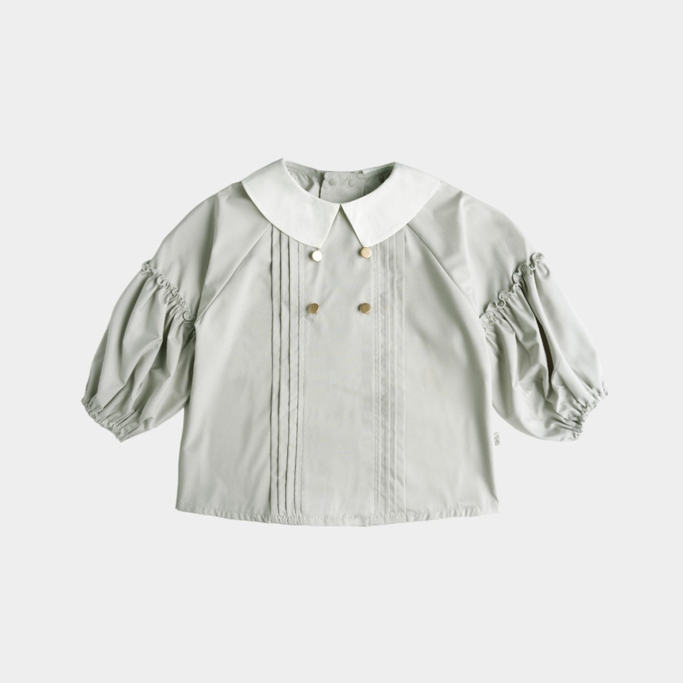 (Hajikuエプロン)ピンタックブラウス+収納巾着袋付き Lグレー|出産祝いにも