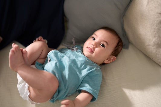 短肌着(スマイルコットン)ブルー 【日本アトピー協会推薦品】