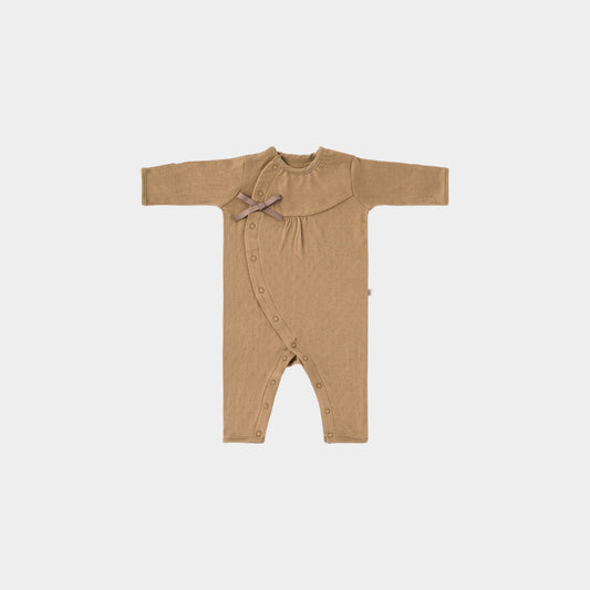 スマイルコットン カバーオール・にぎにぎの2点セット(ブラウン)【日本アトピー協会推薦品】