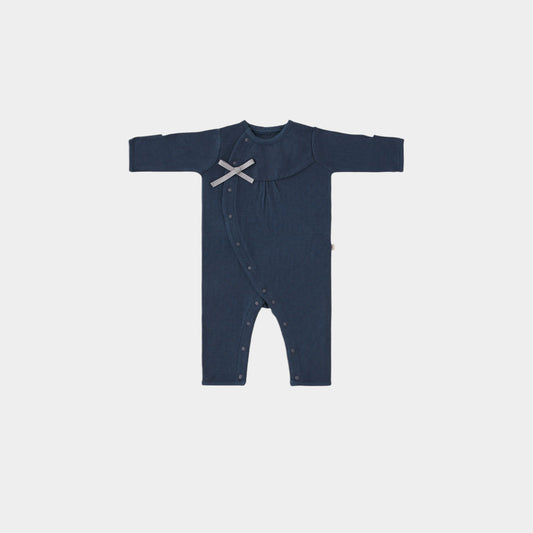 スマイルコットン カバーオール・にぎにぎの2点セット(ネイビー)【日本アトピー協会推薦品】