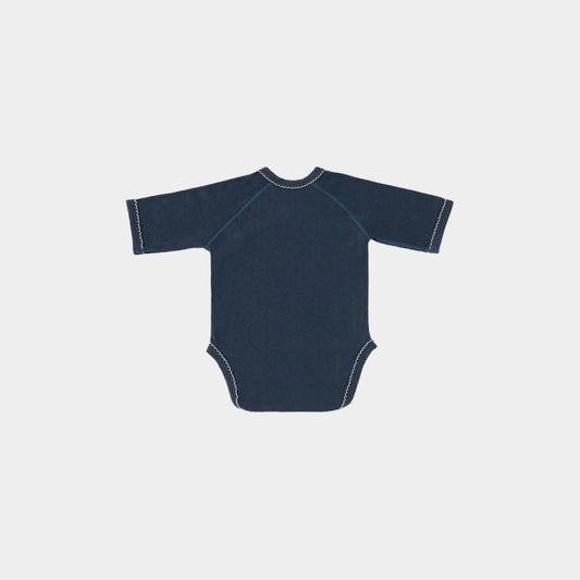 長袖ボディスーツ(スマイルコットン)ネイビー【日本アトピー協会推薦品】
