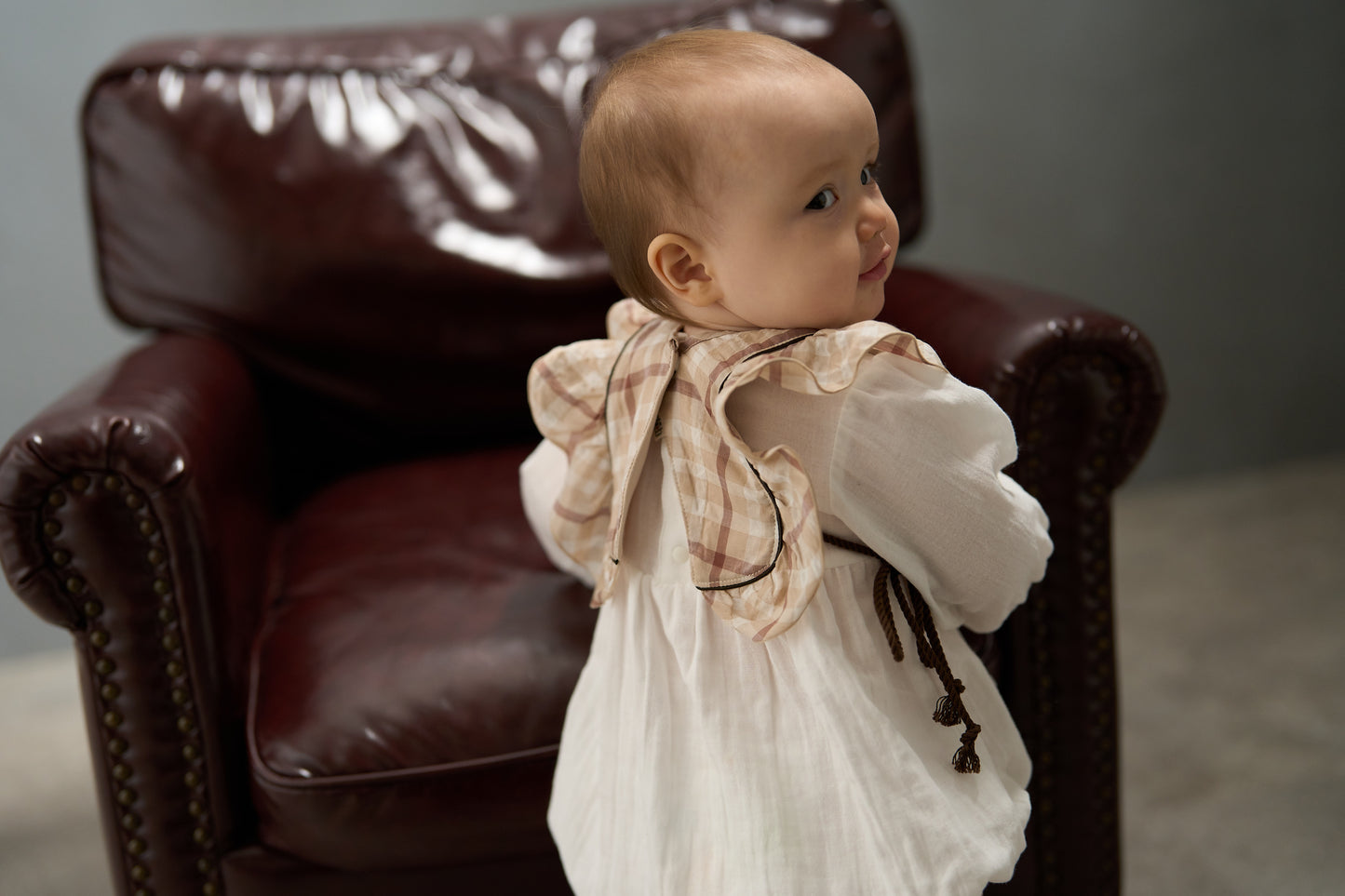 スタイ 綿テンセル先染めチェック(ベージュ)【名入れ可能】