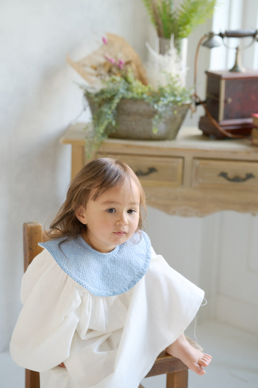 スタイ 綿レース玉小(サックス)