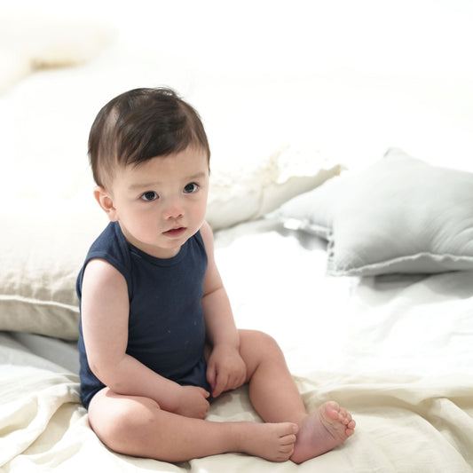 ノースリボディスーツ(スマイルコットン)ネイビー 【日本アトピー協会推薦品】|ベビー服