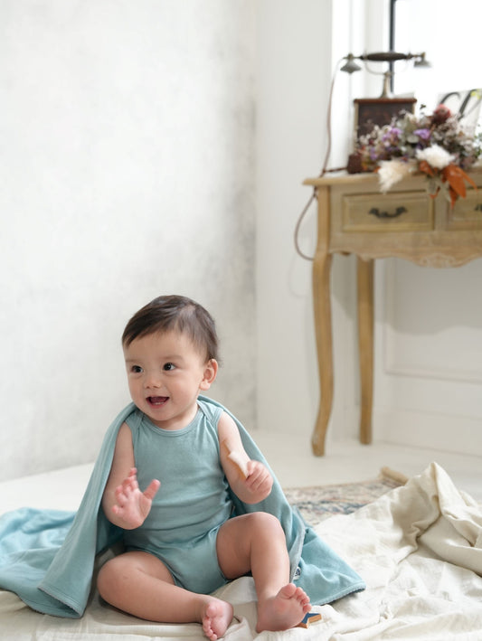 おくるみ(スマイルコットン)ブルー 【日本アトピー協会推薦品】