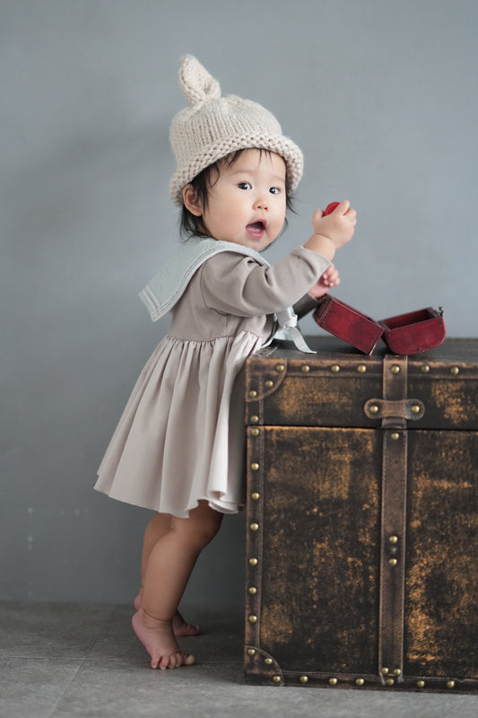 カット×グログラン ドッキングワンピース(キャメル)