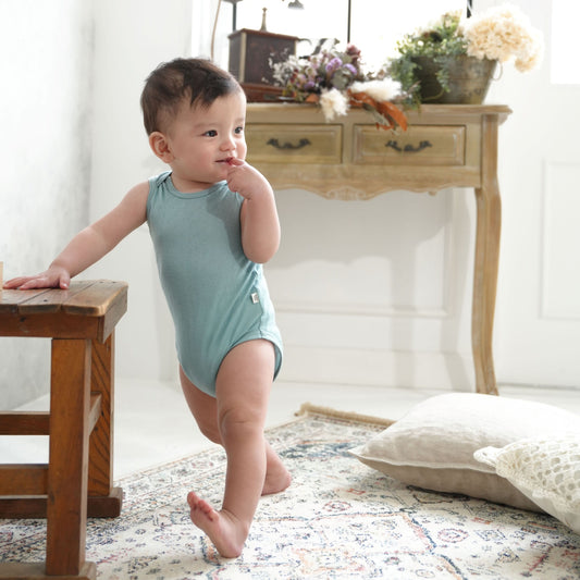 ノースリボディスーツ(スマイルコットン)ブルー 【日本アトピー協会推薦品】|ベビー服