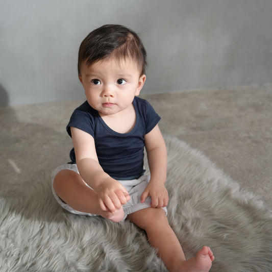 半袖インナー(スマイルコットン)ネイビー 【日本アトピー協会推薦品】|肌着