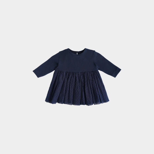 カット×レース ドッキングワンピース(ネイビー)