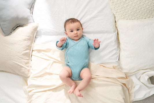 長袖ボディスーツ(スマイルコットン)ブルー 【日本アトピー協会推薦品】