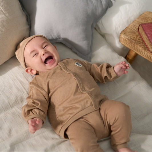 カーディガン(スマイルコットン)ブラウン 【日本アトピー協会推薦品】|ベビー服