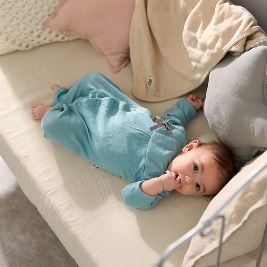 カバーオール(スマイルコットン)ブルー 【日本アトピー協会推薦品】|ベビー服