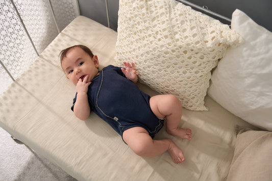 半袖ボディスーツ(スマイルコットン)ネイビー 【日本アトピー協会推薦品】