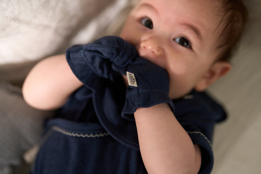 新生児 ミトン(スマイルコットン)ネイビー 【日本アトピー協会推薦品】