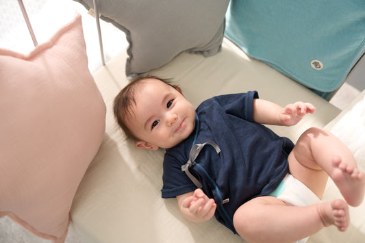 短肌着(スマイルコットン)ネイビー 【日本アトピー協会推薦品】