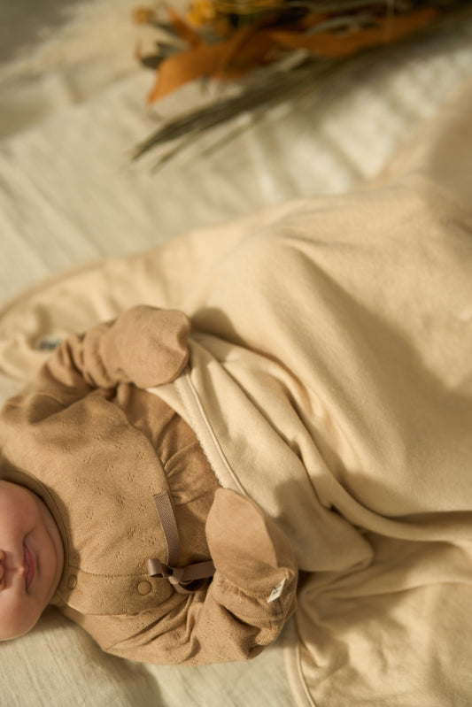 新生児 ミトン(スマイルコットン)ブラウン 【日本アトピー協会推薦品】