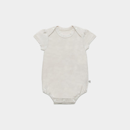 スタイと半袖ボディースーツのセット（ベージュ×ブルー)｜出産祝いにおすすめ