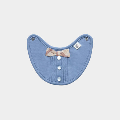 スタイと半袖ボディースーツのセット（ベージュ×ブルー)｜出産祝いにおすすめ