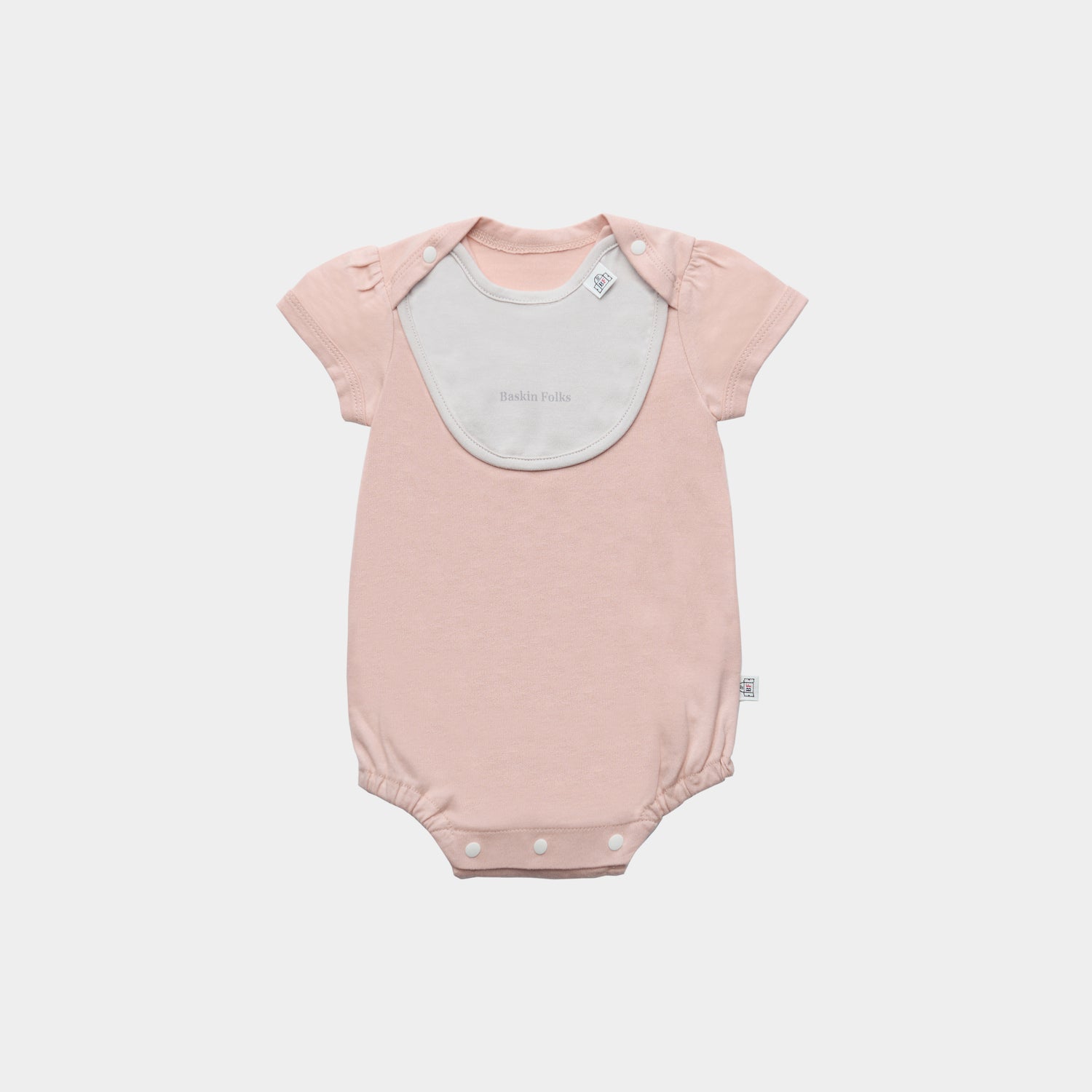スタイと半袖ボディースーツのセット（ピンク)｜出産祝いにおすすめ