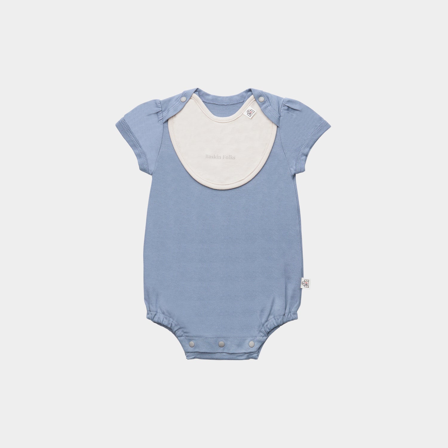 スタイと半袖ボディスーツのセット（ブルー）｜出産祝いにおすすめ