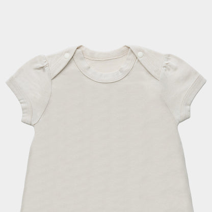 スタイと半袖ボディースーツのセット（ベージュ×ブルー)｜出産祝いにおすすめ