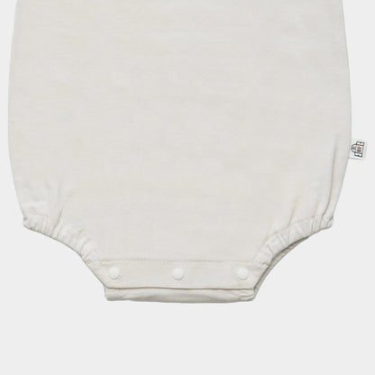 スタイと半袖ボディースーツのセット（ベージュ×ブルー)｜出産祝いにおすすめ