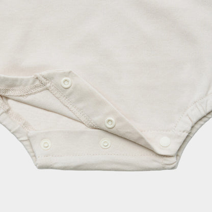 スタイと半袖ボディースーツのセット（ベージュ×ブルー)｜出産祝いにおすすめ