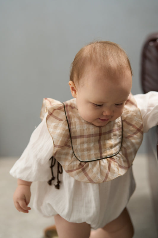 スタイ　綿テンセル先染めチェック（ベージュ）【名入れ可能】