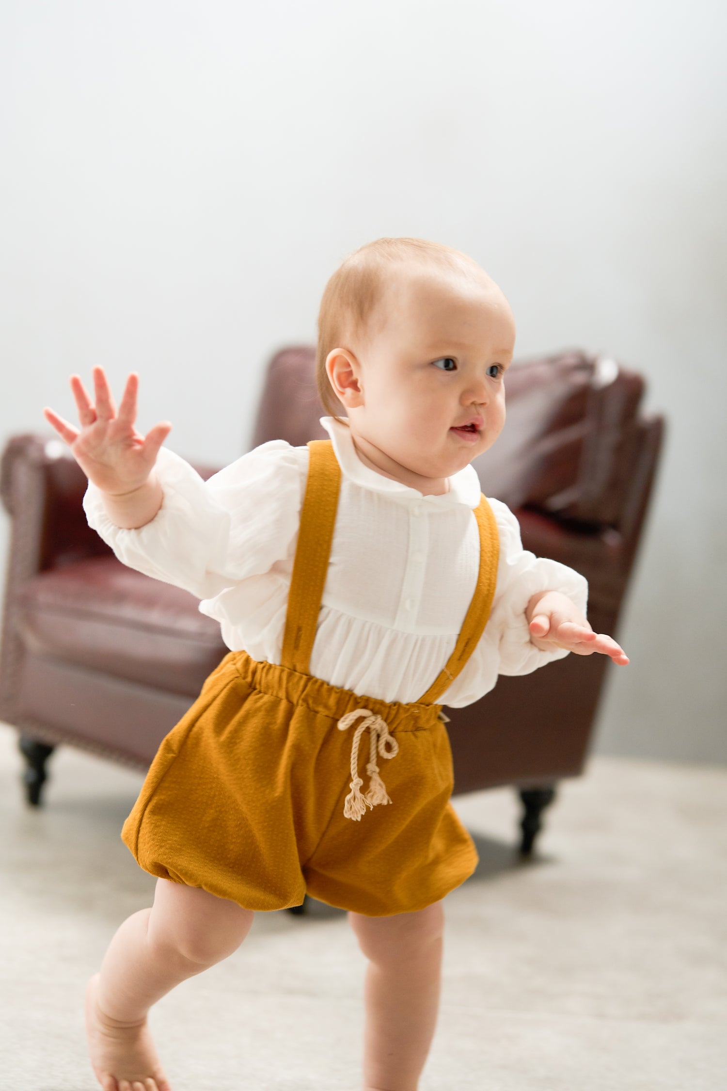 サスペンダー付かぼちゃパンツ（イエロー）｜ベビー服