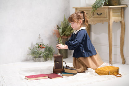 （お食事エプロン）ピンタックブラウス+収納巾着袋付き ３色