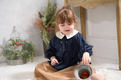 （お食事エプロン）ピンタックブラウス+収納巾着袋付き ３色