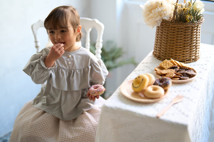 （お食事エプロン）スモッグブラウス+収納巾着袋付き ２色