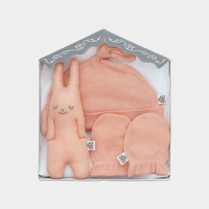スマイルコットン　帽子・ミトン・にぎにぎ  3点セット（ピンク）【日本アトピー協会推薦品】