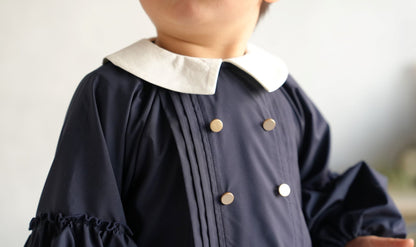 （お食事エプロン）ピンタックブラウス+収納巾着袋付き ３色