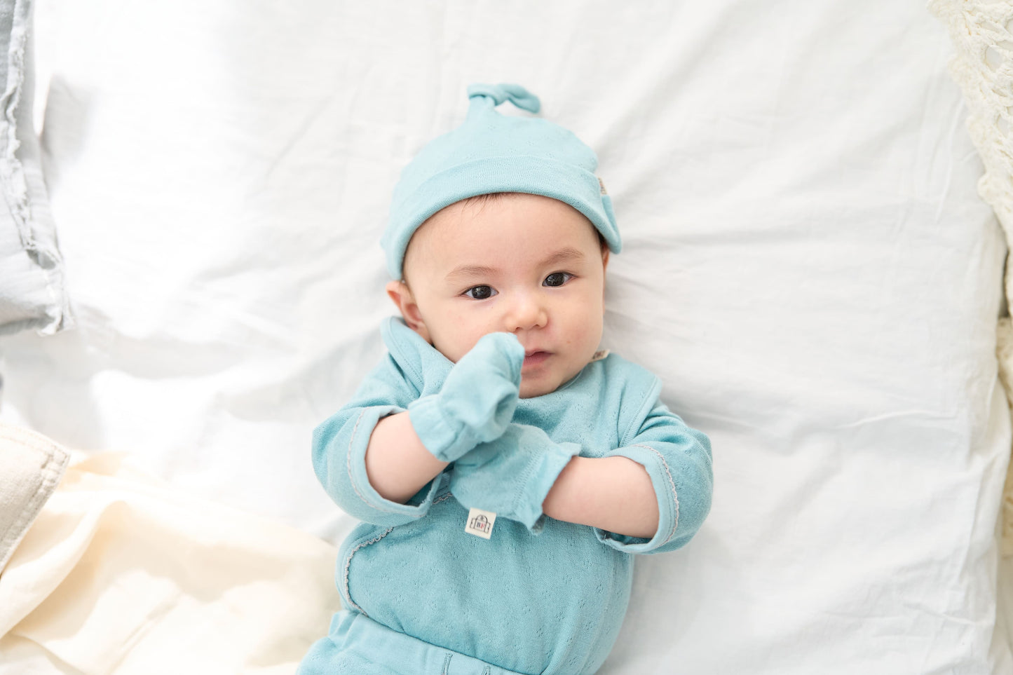 新生児　帽子（スマイルコットン）ブルー